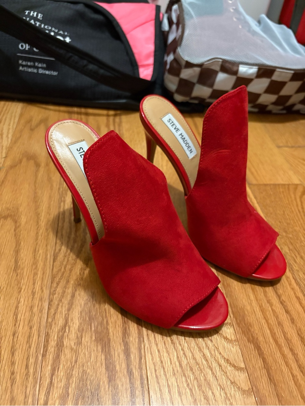 Steve Madden Red Suede Stiletto Mules